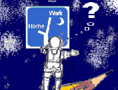 astronaut looking at signpost